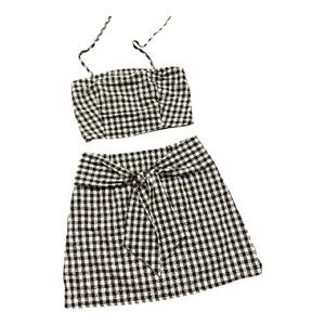 Black and White Checkered Skirt Set